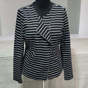 Asymmetric Striped Blazer/ Blk & Wht, Sz XL